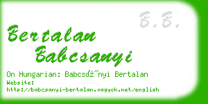 bertalan babcsanyi business card